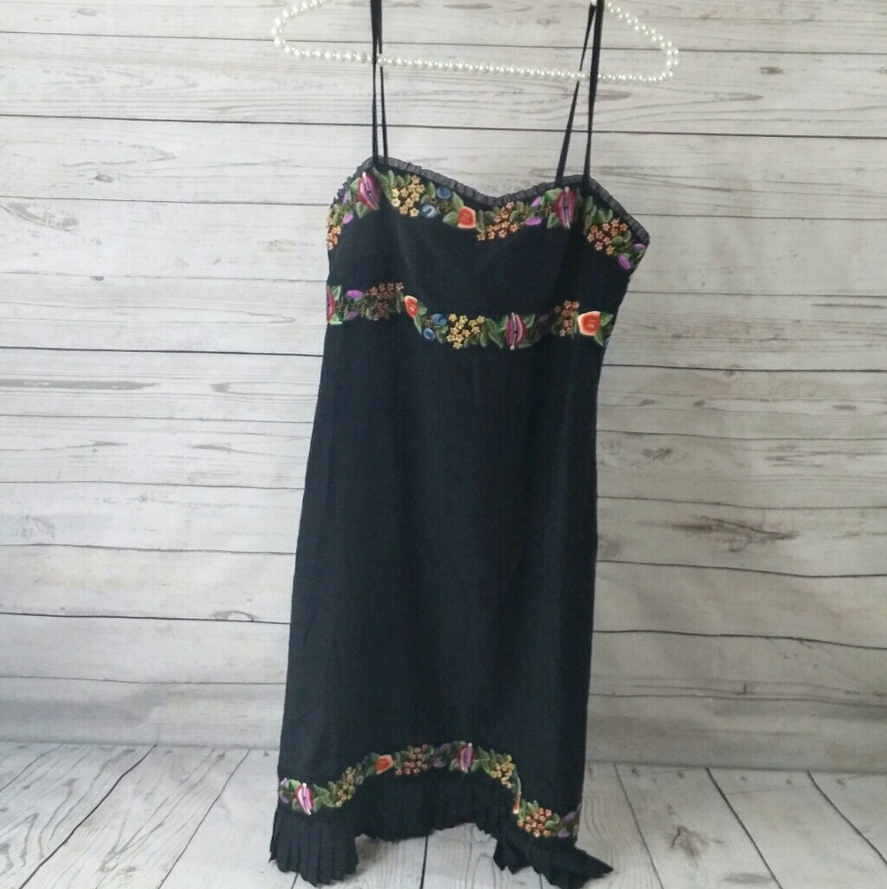 {Sue Wong} Embroidered Silk Dress